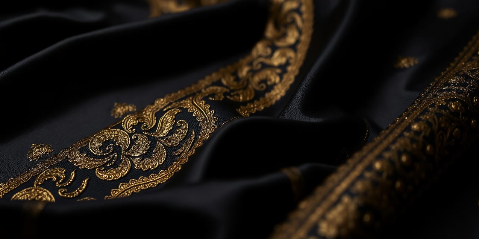 Gold embroidery on black silk — premium Indian boutique craftsmanship